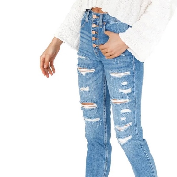 Free People Button Fly High Rise Jeans - Picture 1 of 16